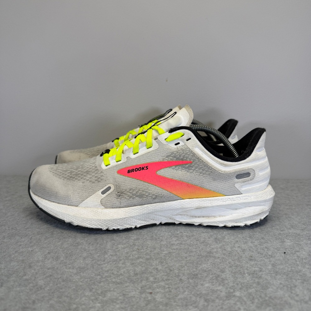 Brooks Launch 9 Womens Shoes Size 9 White Neon Running Sneakers 1203731B148
